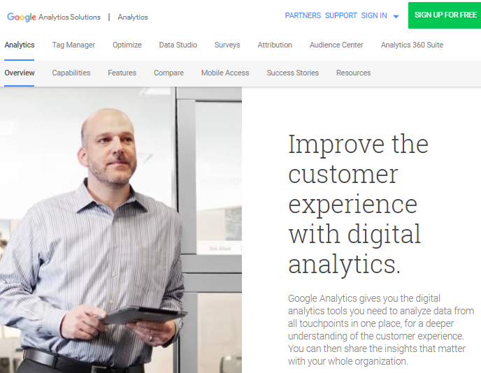 Google Analytics start page